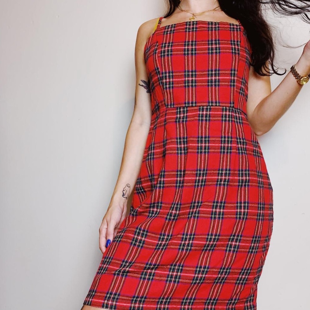 Vintage red plaid dress
